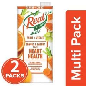 1209535 4 real activ real activ fruit veggie orange carrot beverage with no added sugarspreservative 1l