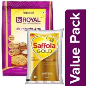 1211923 1 bb combo bb royal multigrain atta 5 kg saffola gold pro healthy edible oil 2x1l