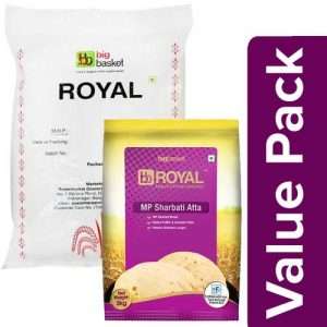 1211931 1 bb royal ponni boiled rice 10 kg bag 12 17 months old mp sharbati atta 5 kg