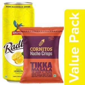 1212789 1 cornitos nacho crisps tikka masala 60g kingfisher radler lemon nonalcoholic drink 300ml