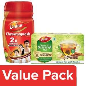 1213177 2 dabur chyawanprash 2x immunity 1 kg vedic suraksha green tea 25 tea bags