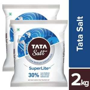 1214918 2 bb combo tata salt super lite iodized salt 30 less sodium 1 kg pack of 2