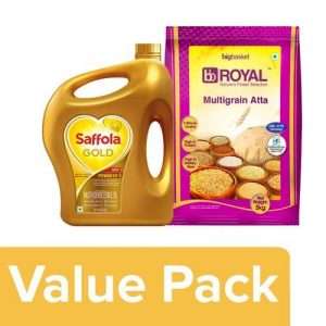 1216178 1 saffola saffola gold refined cooking oil 3 l jar bb royal atta 5 kg pouch