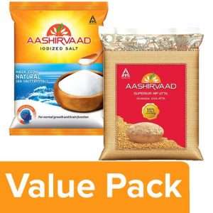 1220743 1 aashirvaad atta whole wheat 5 kg iodised salt 1 kg