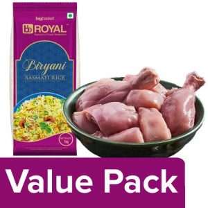1220960 1 fresho chicken biryani cut 1 kg bb royal biryani basmati rice 1 kg